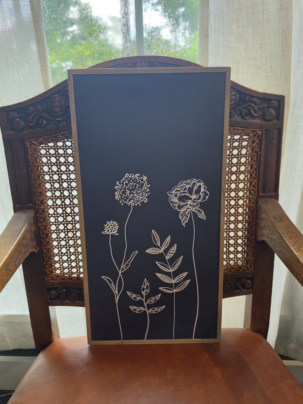 Floral Silhouette Wall Art Panel NAVY BLUE